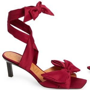 Ganni bow ankle tie heeled sandal